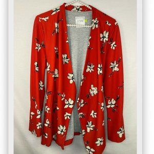 Lysse Jacket Medium Red Floral Open Casual